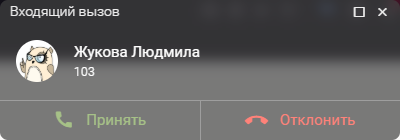Панель входящего вызова