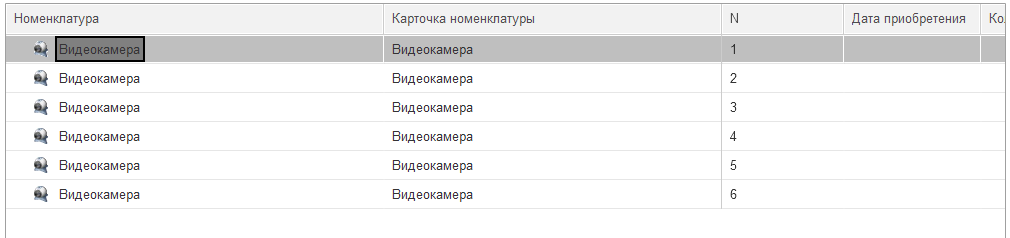 Табличная часть