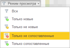 Только не сопоставленные Только не сопоставленные